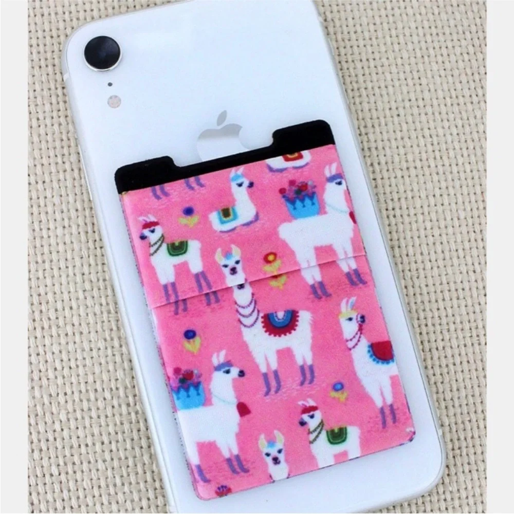🦙 Pink Llama Phone Pocket – Adhesive Card Holder for Cell Phones